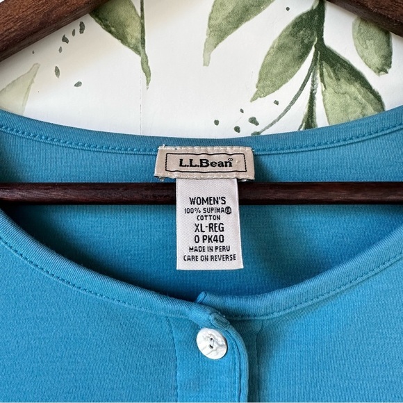 Vintage L.L. Bean Button Up Cardigan. Supima Cotton. XL. Teal. - Picture 4 of 5